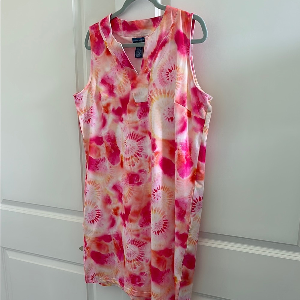 Caribbean Joe Pink and Orange Tie-Dye Dress